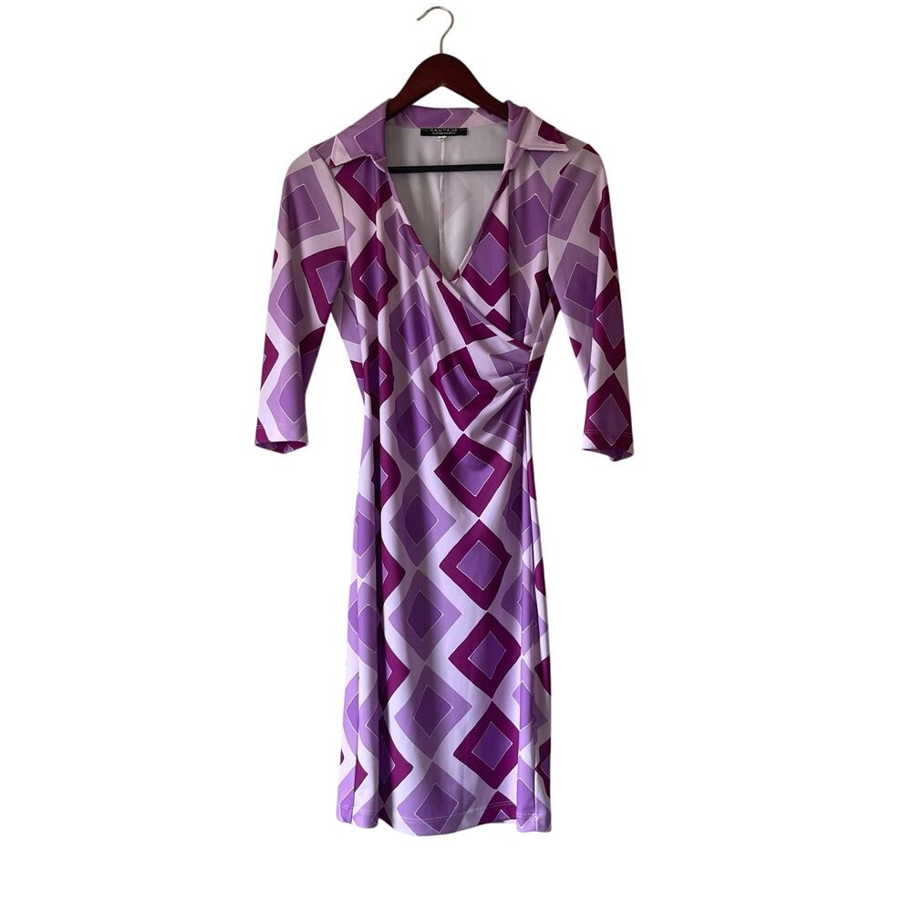 Vintage 90s y2k purple geometric purple side ruched mini dress‎ size xs